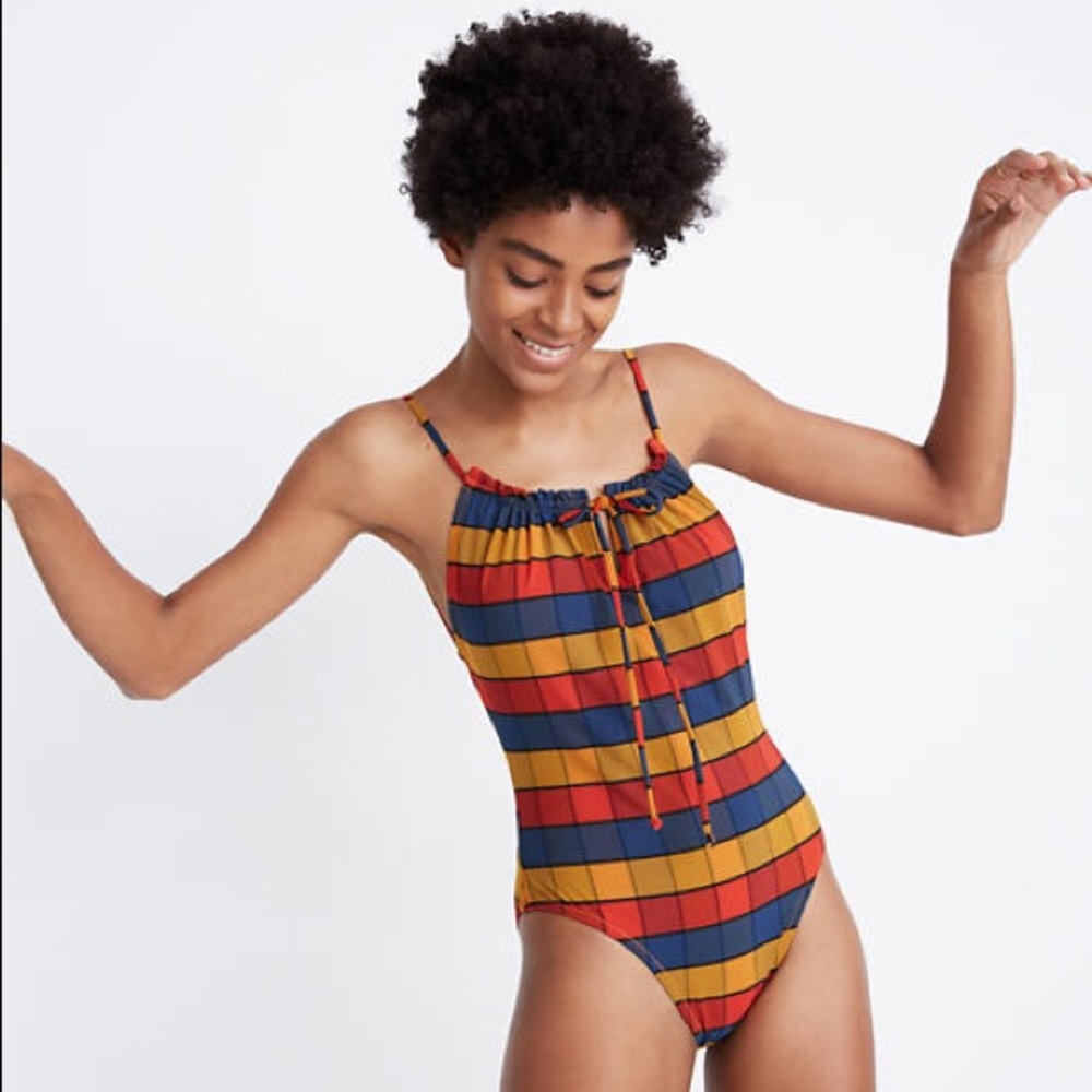 Madewell Second Wave Ruffled Drawstring One-Piece